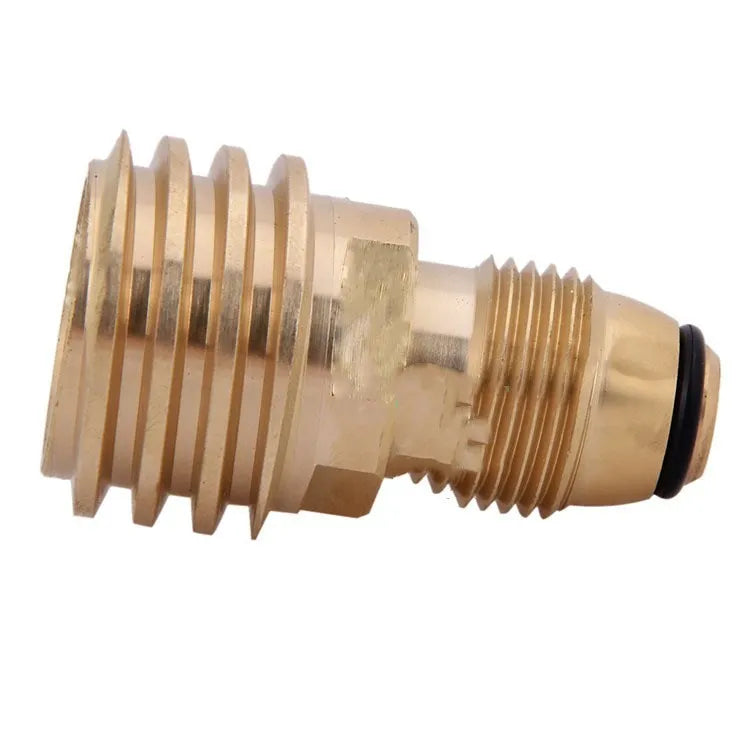 Brass gas brazing copper adapter with gold finish showing taper thread and internal thread connections