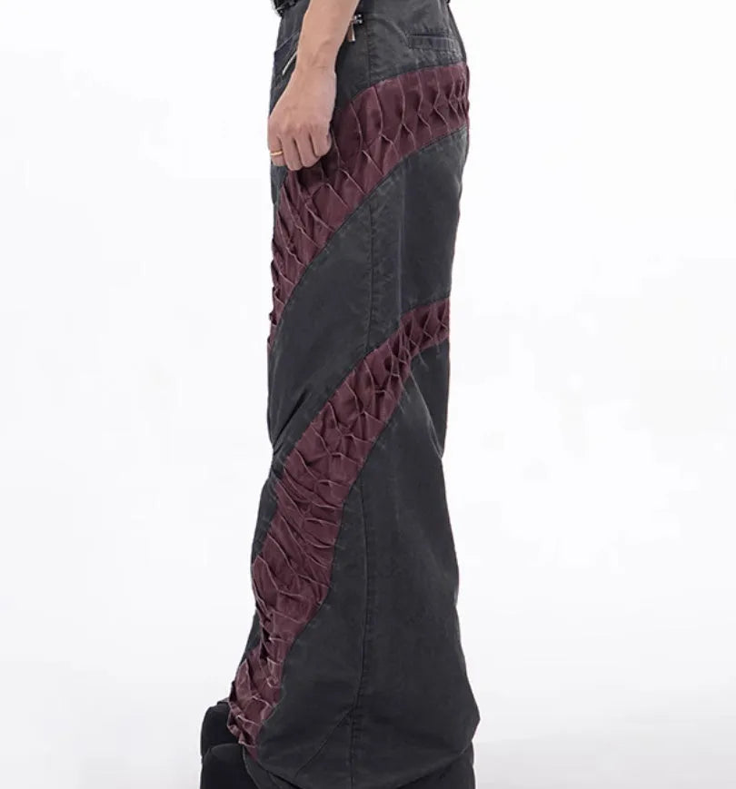 Retro three-dimensional keel casual sports pants in solid colour rayon viscose fabric