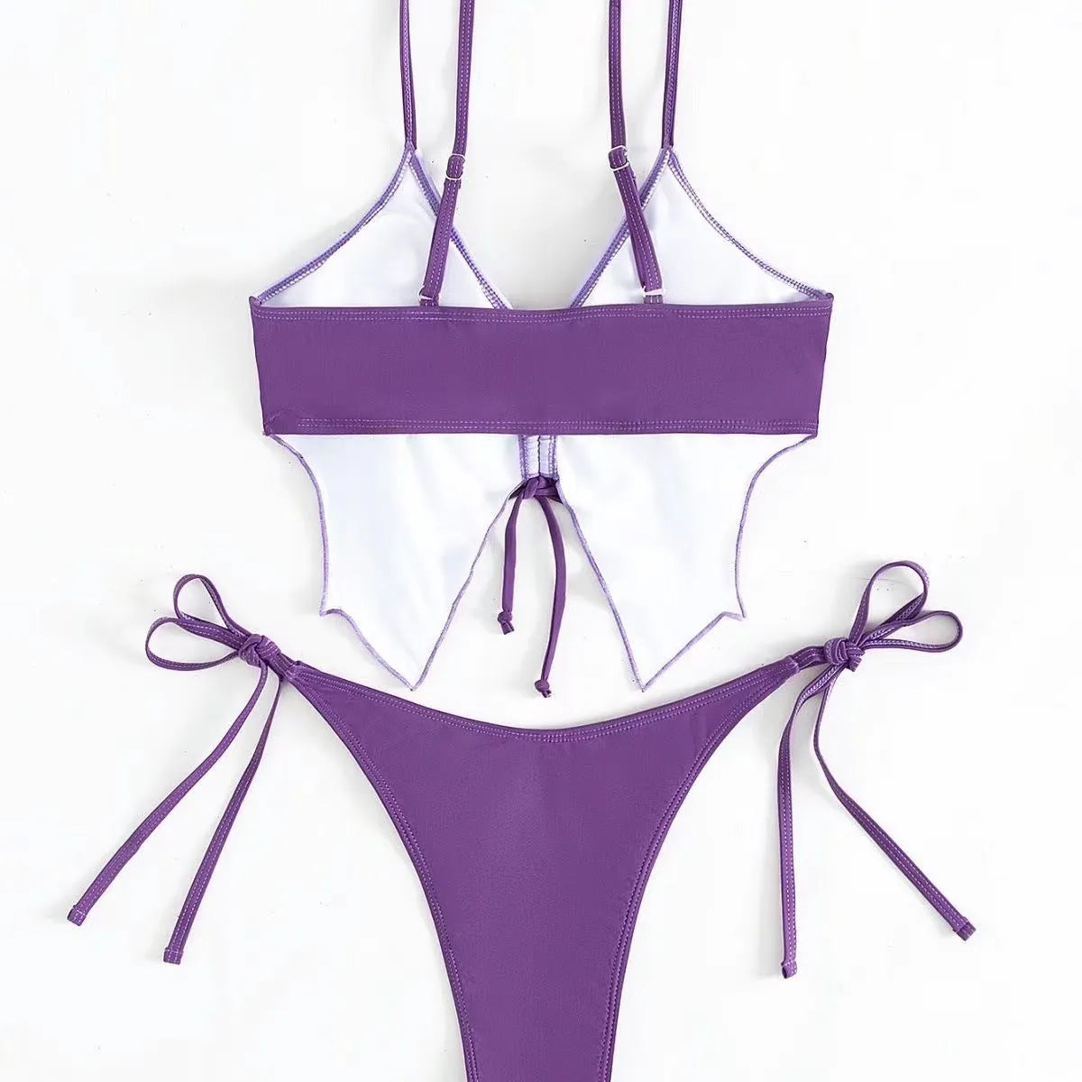Women's bow ins style split bikini suit in polyester fabric for swimming and fitness