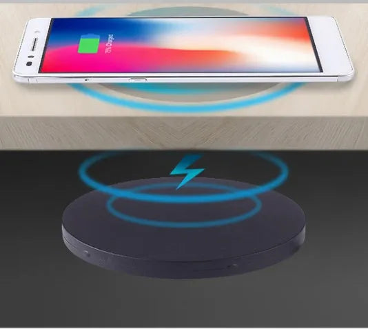 60mm round black embedded wireless charging module for furniture installation