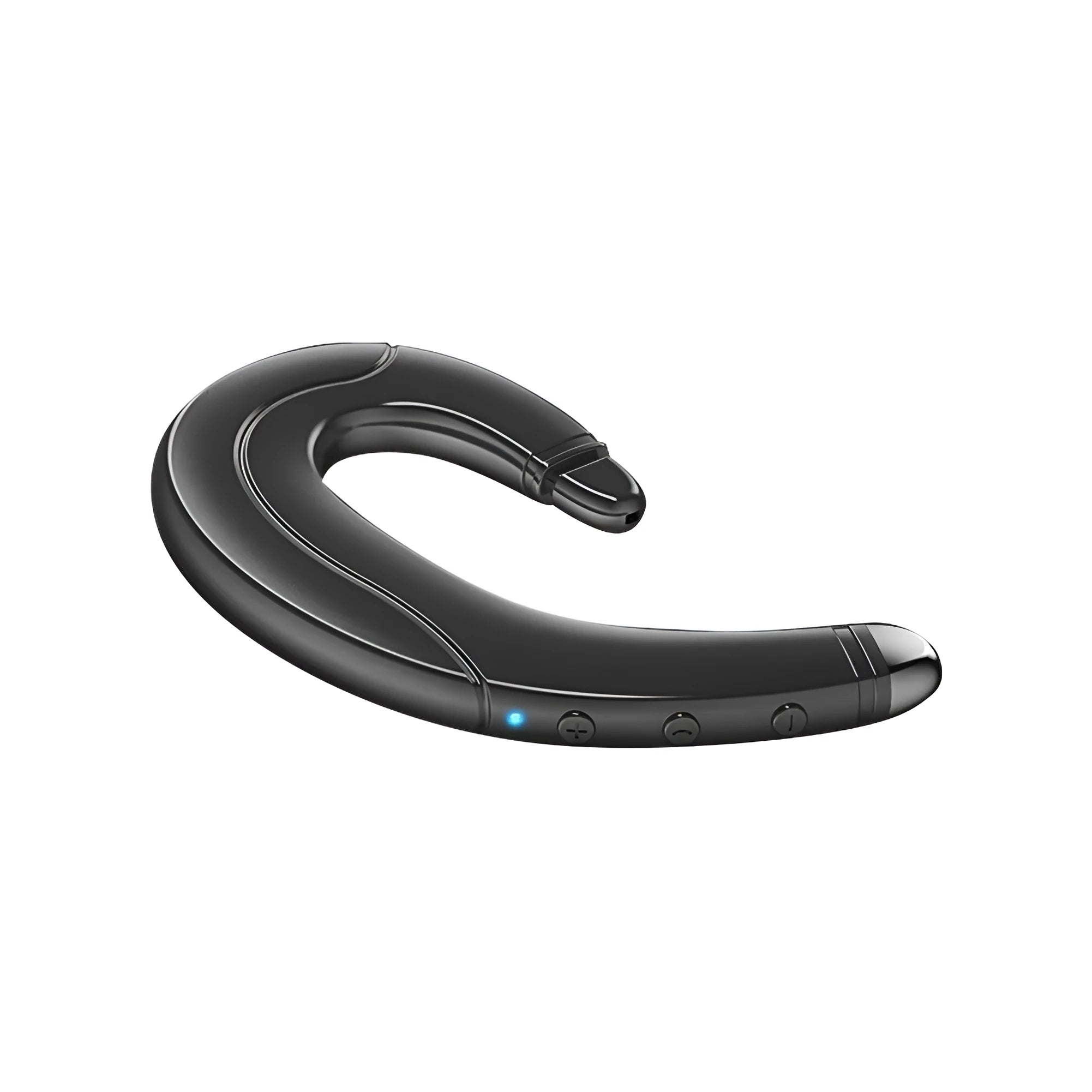 Single ear Bluetooth ear mounted earphones in black, blue, or red colours for driving