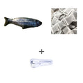 Multicolour USB rechargeable electronic jumping fish cat toy on a floor