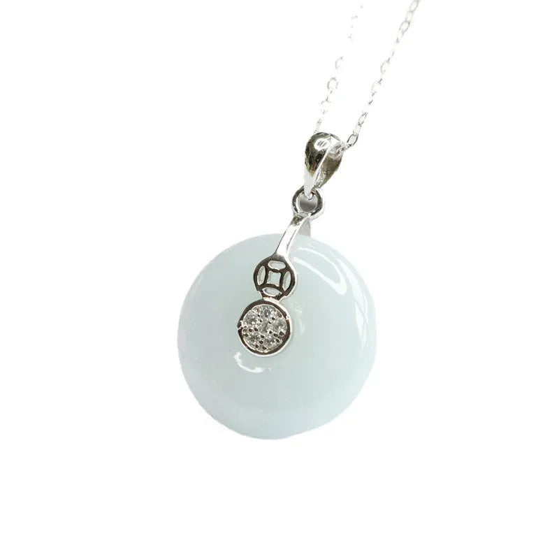 S925 silver inlaid natural emerald round geometric pendant 18x6mm on white background