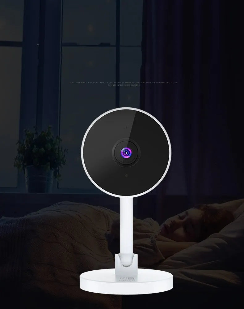 White gun-style WiFi home security camera with 1080p HD resolution and network alarm functionality