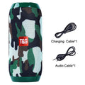 Black portable IPX5 waterproof Bluetooth speaker with mesh grille on a rocky outdoor surface