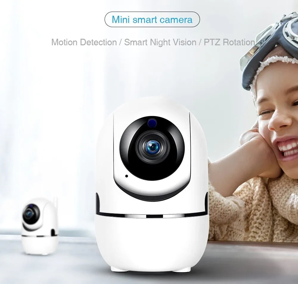 White HM321 wireless security camera with 1080P HD and night vision for indoor outdoor use