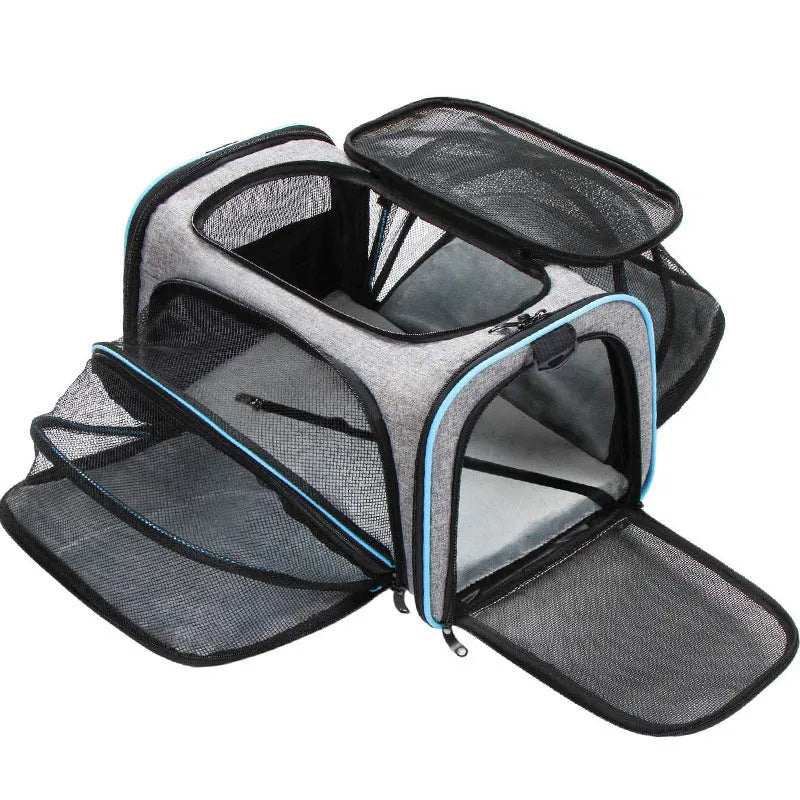 Large capacity cat bag in 600D cation fabric available in small and large sizes with four colour options