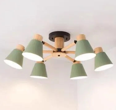Nordic Creative Isn Macaron ceiling lamp with ironwood construction in multiple colour options