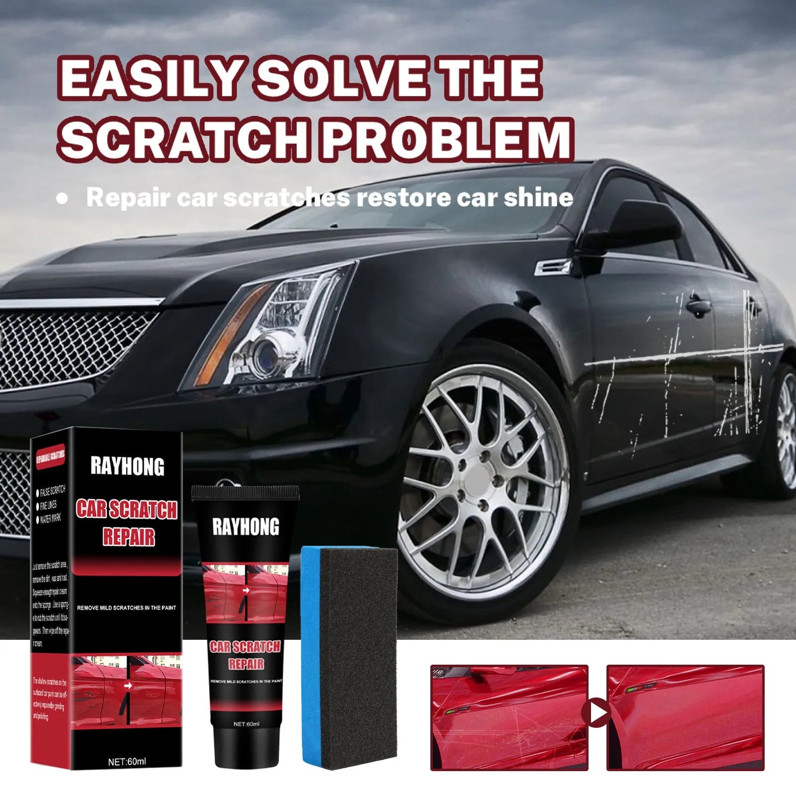 60ml car scratch repair wax set with applicator for paint surface maintenance