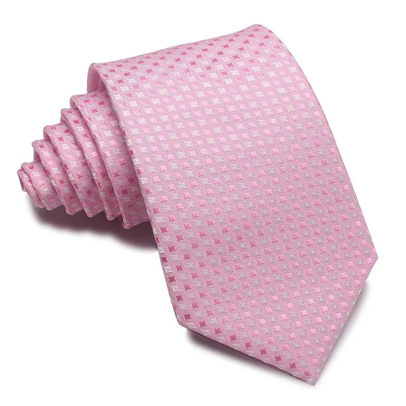 8CM wide polyester jacquard striped business tie in arrow style showing red, black, and blue colour options