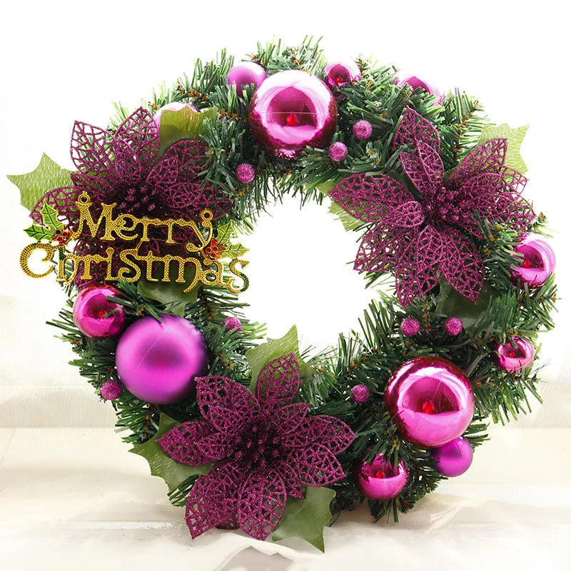 30cm multicolour plastic Christmas wreath decoration for doors