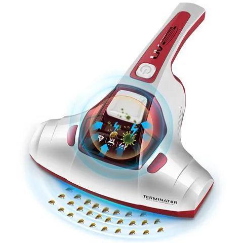 Pink handheld vacuum cleaner for beds and sofas with 300W motor and dust container
