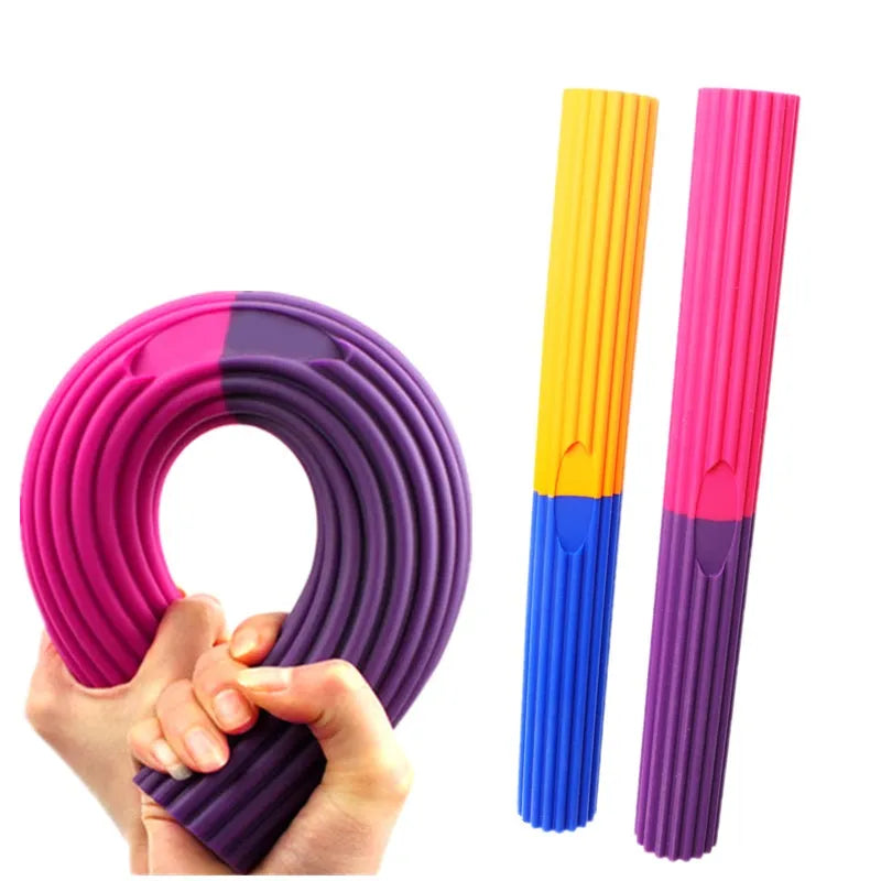 Flexible silicone resistance training bar in blue for forearm strengthening and injury recovery