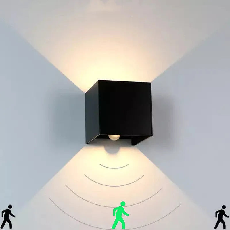 Square indoor corridor wall lamp with aluminium alloy shell in black, grey or white with adjustable colour temperature
