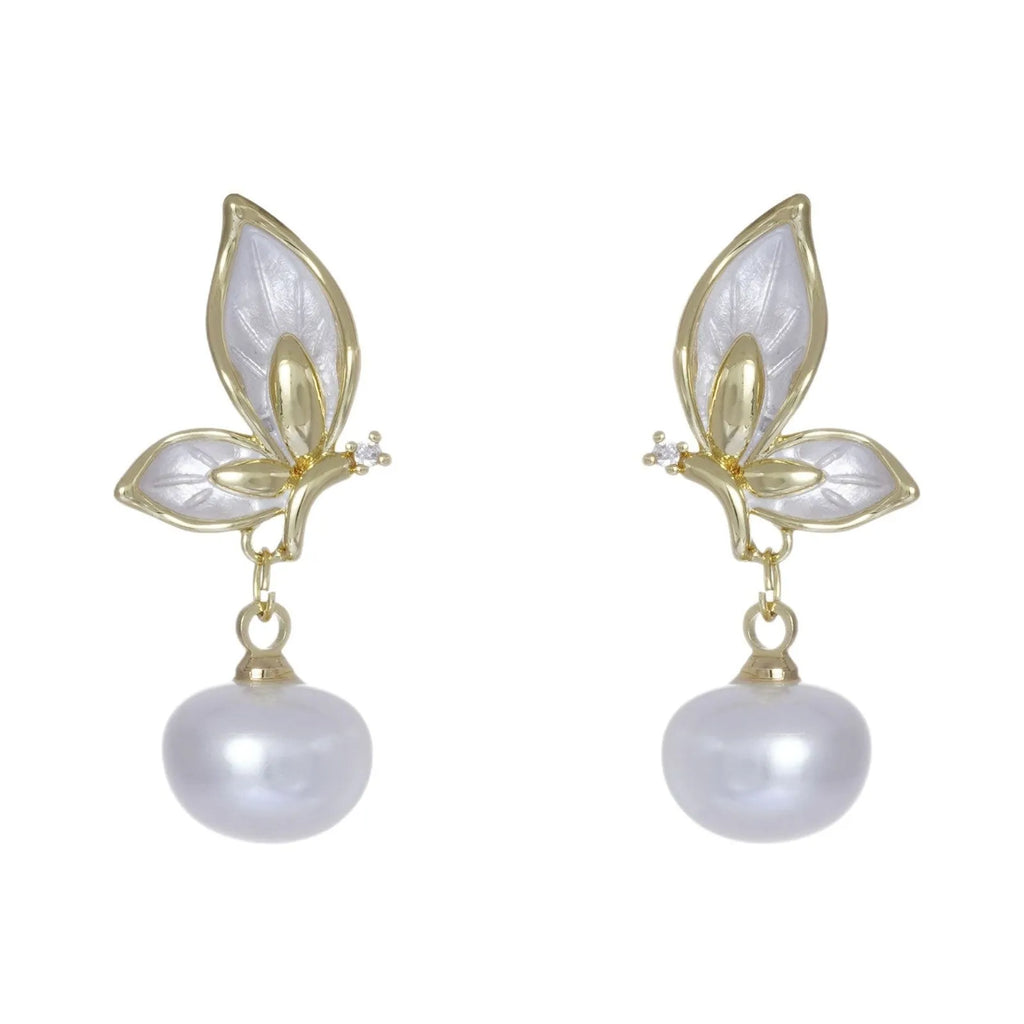 Copper butterfly earrings with electroplated finish in colour PT0203