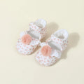Children's cotton floral princess shoes with Velcro fastening, low top, small flower heels