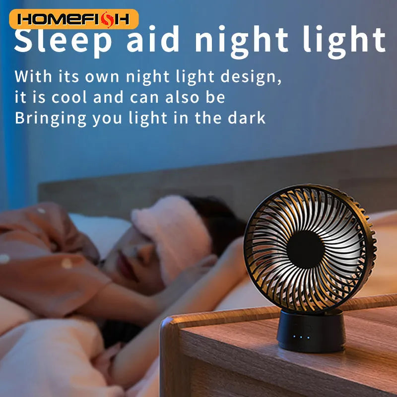 HOMEFISH F2 automatic shake head portable fan with LED light and removable bracket