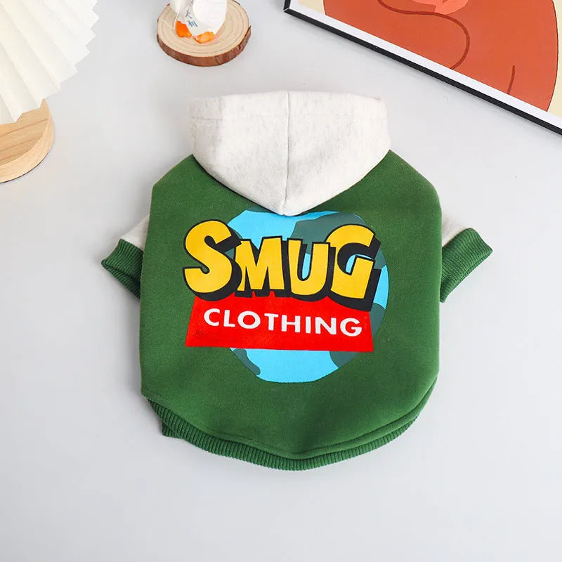 Green cotton dog jumper for winter, available in sizes L, XL, 2XL, 3XL and 4XL.