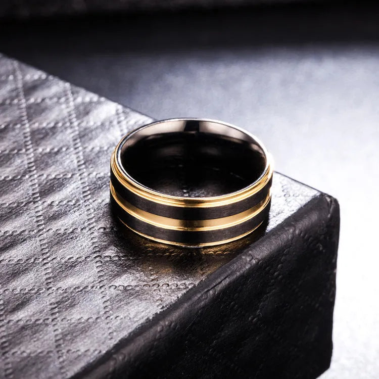 Titanium steel man ring with electroplated finish in sizes 7 to 11