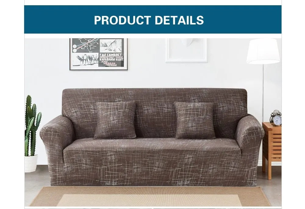 Stretch non-slip sofa cover in multiple colours on a single seater couch with elastic bandage and sponge bar design