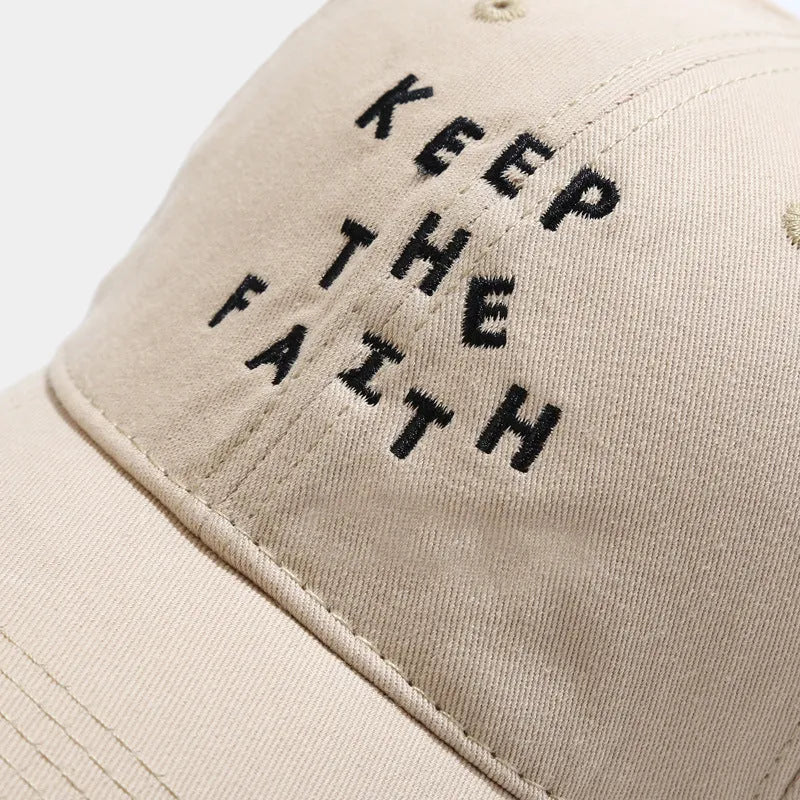 Men's cotton baseball cap with small letter embroidery in beige colour
