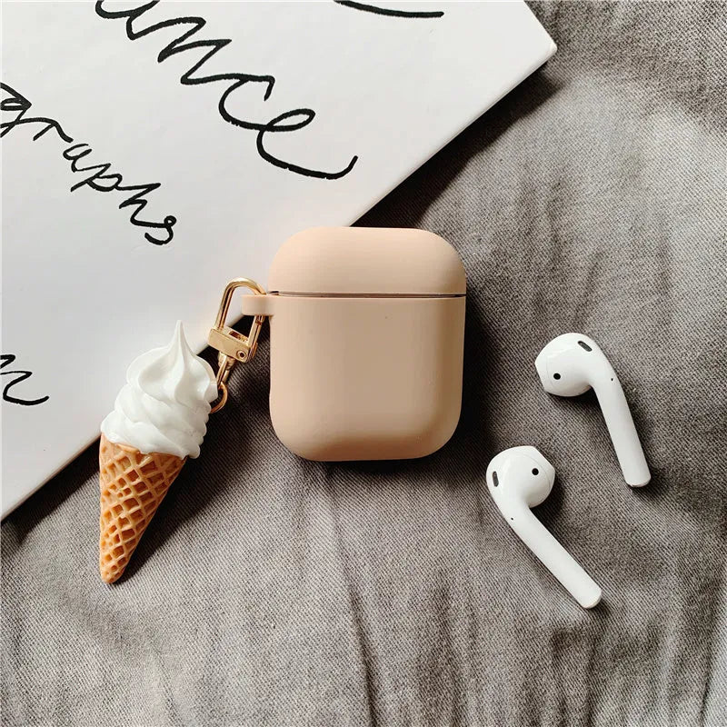 Silicone protective case for Apple AirPods 2 wireless earbuds with cylinder ice cream design