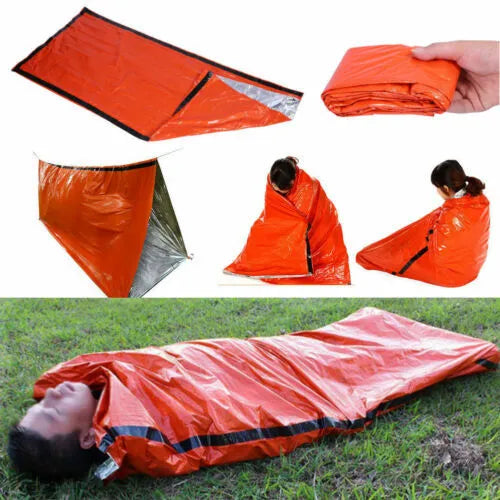 Reusable emergency sleeping bag waterproof PE material 200CM x 90CM for outdoor camping hiking survival