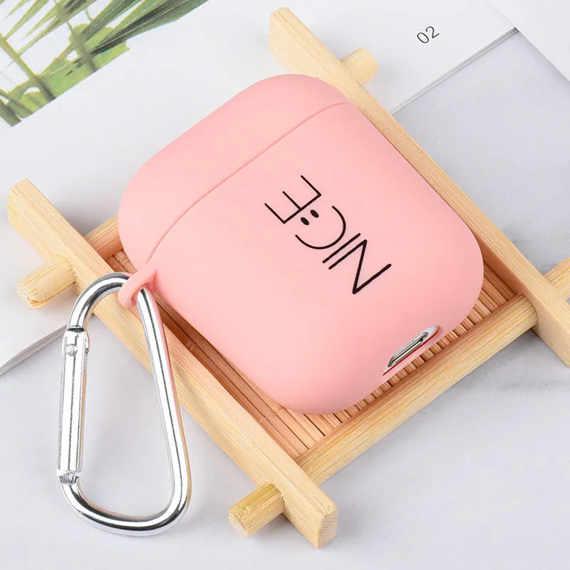 Black and pink PC AirPods case covers with removable flower love smile face decorative inserts
