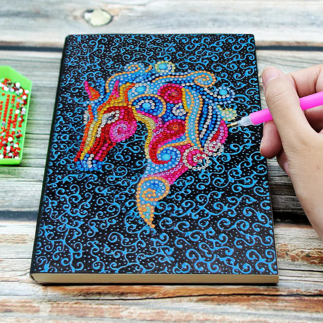 A5 diamond painting notebook with blue cover, 142x207x8mm, 50 pages for craft notes