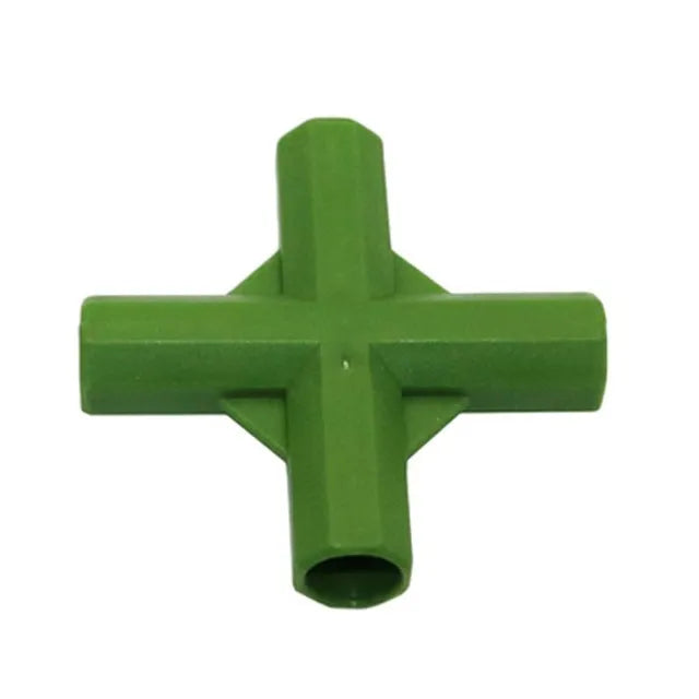 PP plastic plant support connector with 11mm diameter fitting for three-way and four-way garden stake connections