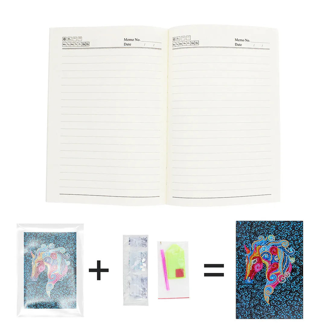 A5 diamond painting notebook with blue cover, 142x207x8mm, 50 pages for craft notes