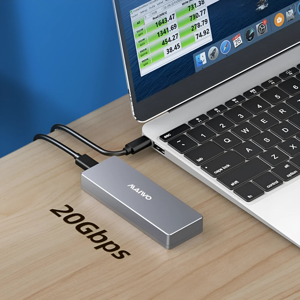 Aluminium hard drive enclosure for M.2 SATA SSDs with installation tools and thermal pad