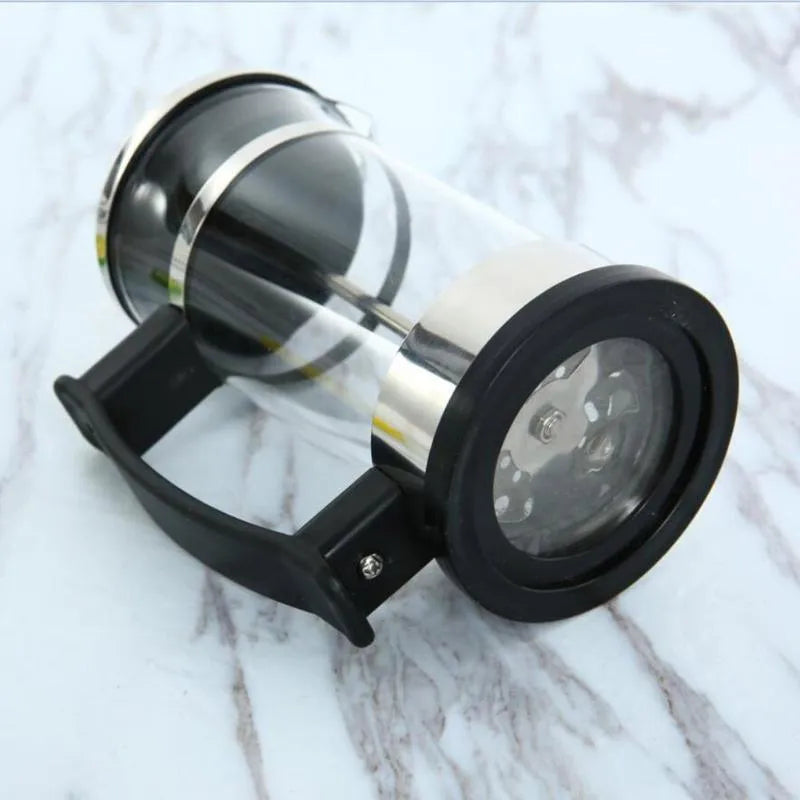 Small stainless steel and glass coffee maker with 350ml capacity