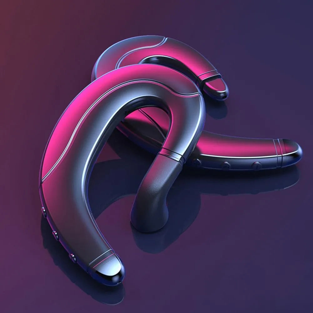 Single ear Bluetooth ear mounted earphones in black, blue, or red colours for driving