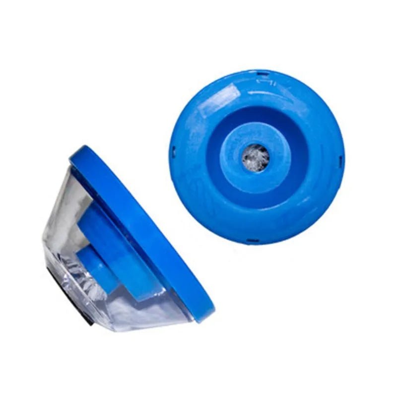Blue plastic electric hammer drill dust stopper with sponge grip and hollow debris collection cavity.