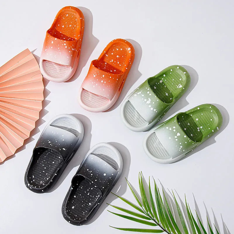 PVC gradient colour slippers for boys and girls with European American style and non-slip sole