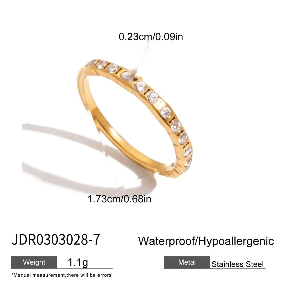 Silver tone geometric zircon ring with European-American styling on stainless steel background