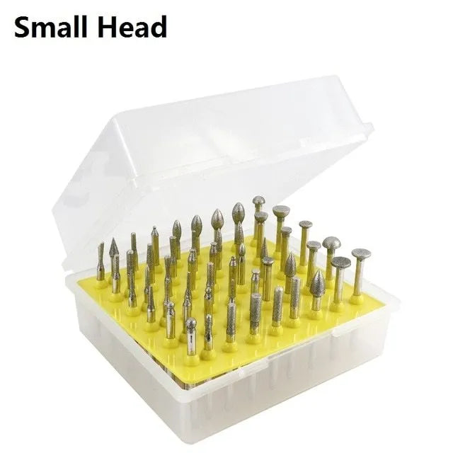 Alloy elliptical cone grinding head set with 3mm shank for glass, jade, and stone carving