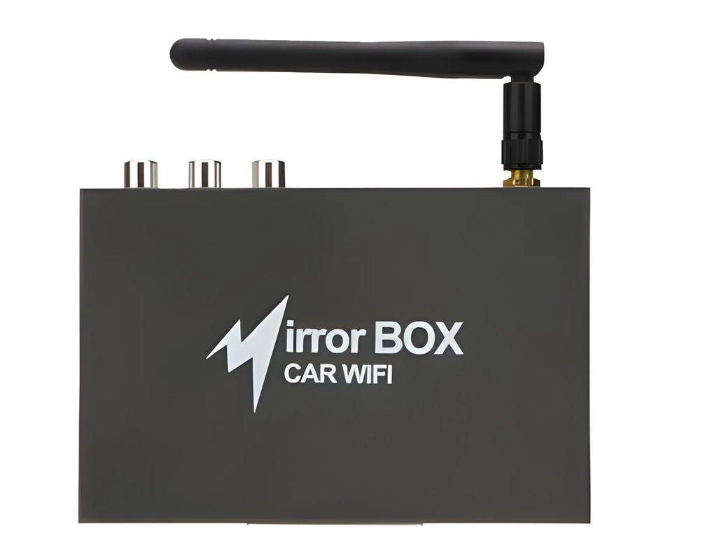 Black Car Mirror Link Box Wi-Fi AV converter with power cable, antenna and AV cable for screen mirroring