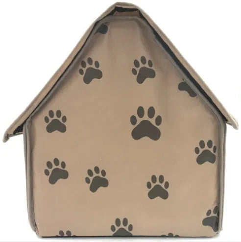 Foldable brown fabric dog mattress for cage, 47x49x49 cm, with door opening 22x26 cm