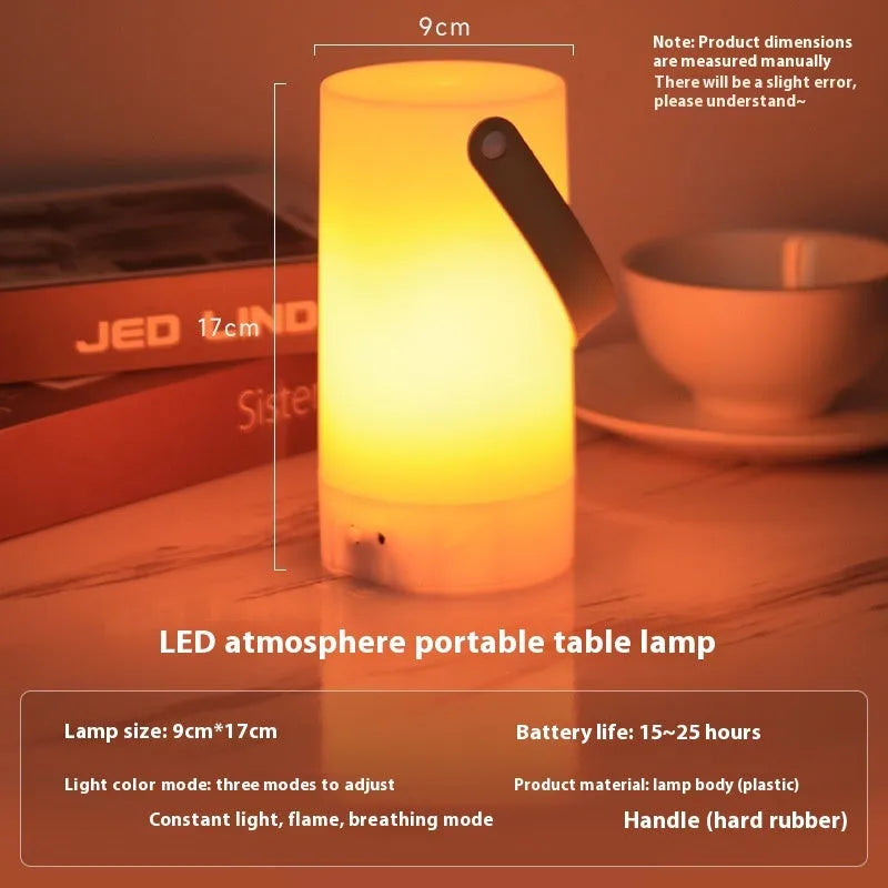 Retro portable campsite lamp with PS acrylic body and button switch in outdoor setting