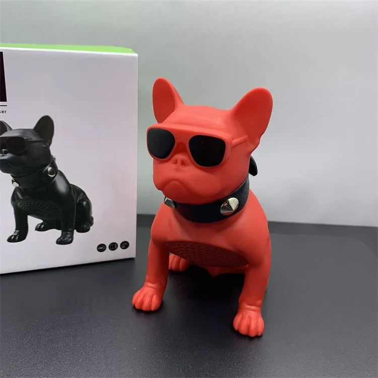 Mini full body bulldog Bluetooth speaker in black, red, or white colour options