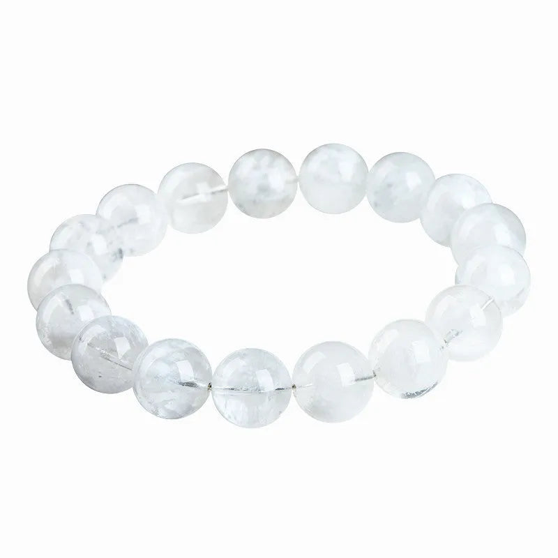 Women's natural blizzard snowflake round crystal bead bracelet with Ruyi and Xiangyun design.