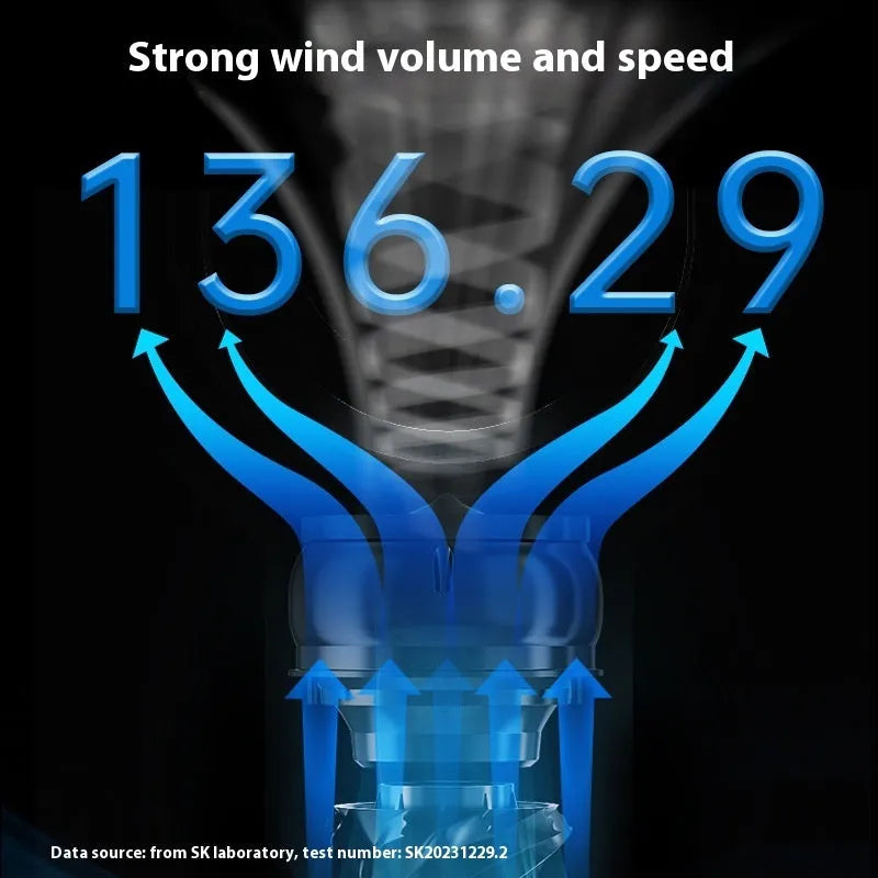 White bladeless tower fan with touch screen controls and remote control