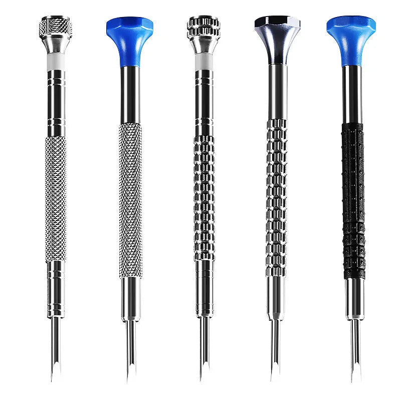 Precision manual screwdriver set for watch and glasses repair with 10 drivers and 20 spare bits