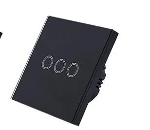 Touch switch 86-type panel in black, golden or white with tempered glass surface for lighting control