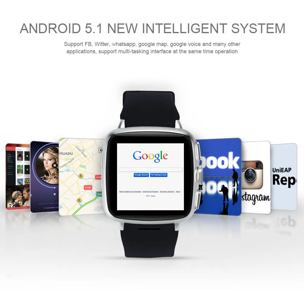 Z01 Smart Watch in black or white with 1.54-inch HD touch screen and camera.