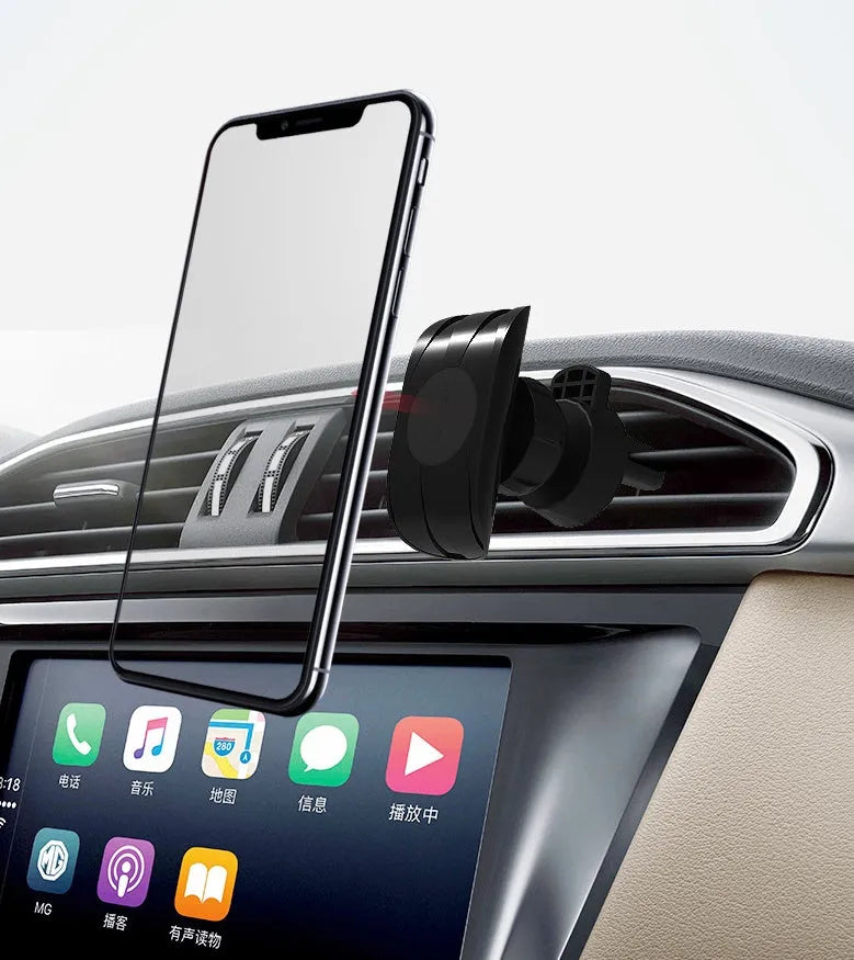 Glory black car phone holder mounted on car air vent with adjustable clamp and swivel rotation