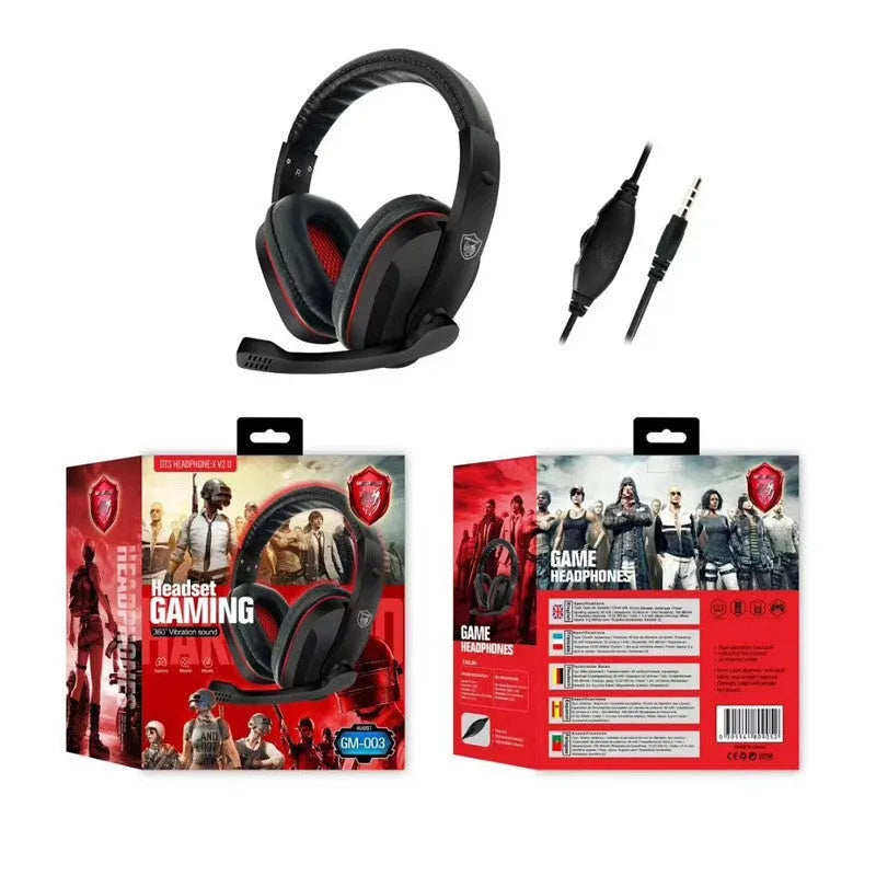 Black wired over-ear gaming headset with a 6.3mm plug and a 1.2m cable.