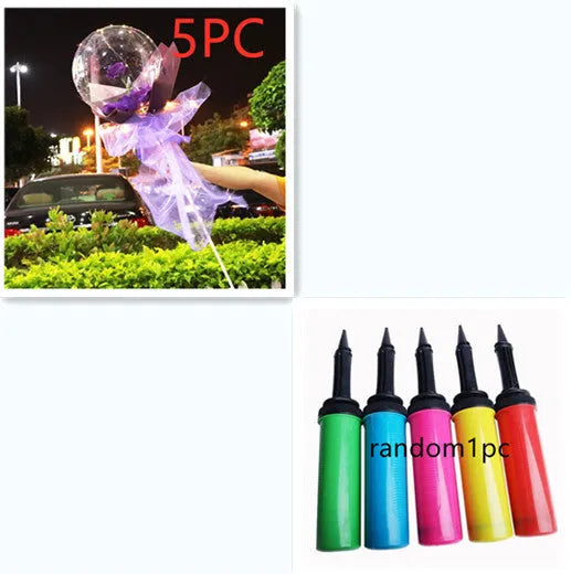Transparent LED luminous DIY balloon rose bouquet with integrated lights for decoration.